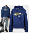 Crocodile Patch Logo Hoodie Blue - PALM ANGELS - BALAAN 1