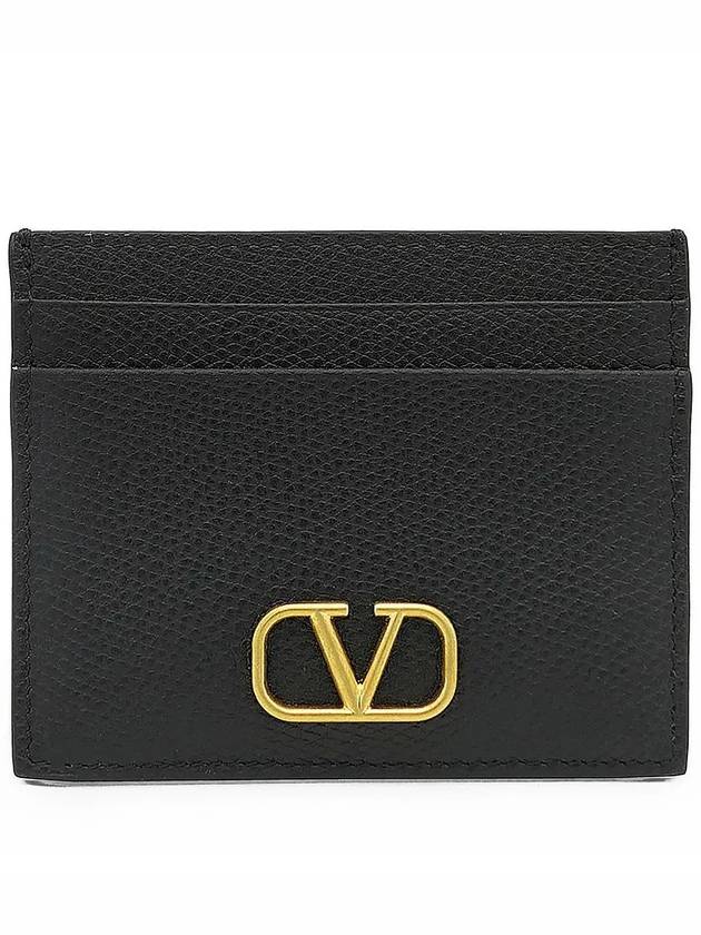 V Logo Signature Card Wallet Black - VALENTINO - BALAAN 2