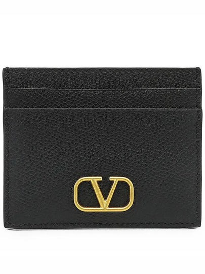 V Logo Signature Card Wallet Black - VALENTINO - BALAAN 2