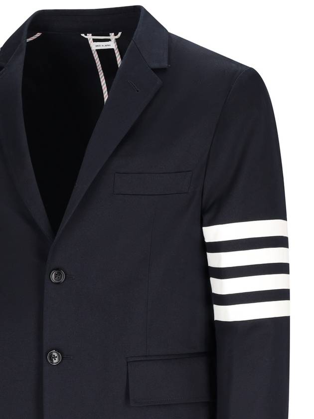 4 Bar Armband Cotton Blazer Jacket Navy - THOM BROWNE - BALAAN 4