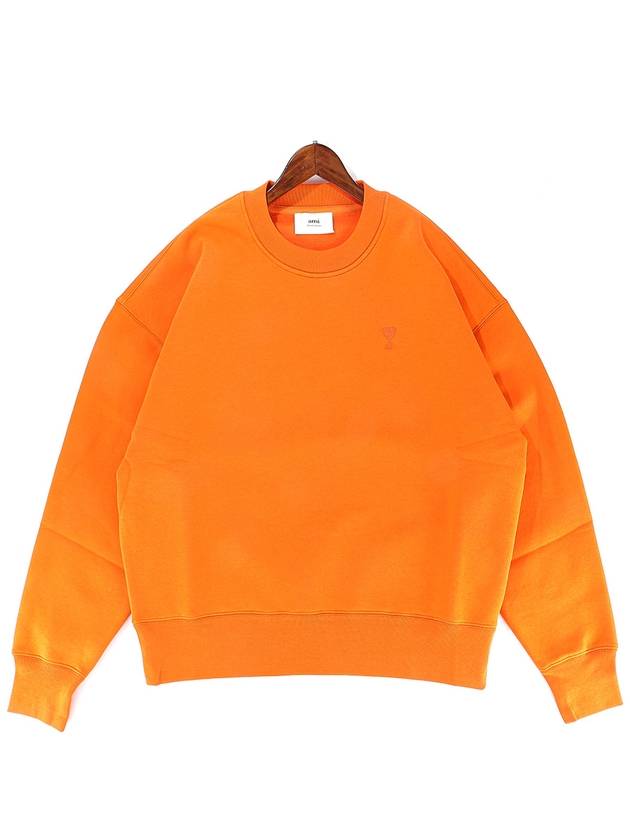 Tonal Heart Crew Neck Sweatshirt Orange - AMI - BALAAN 2