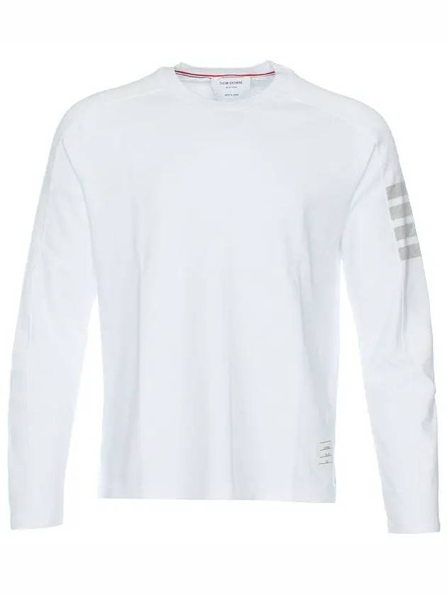 4-Bar Striped Cotton Long Sleeve T-Shirt White - THOM BROWNE - BALAAN 7