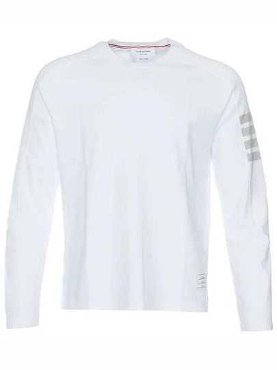 4-Bar Striped Cotton Long Sleeve T-Shirt White - THOM BROWNE - BALAAN 2