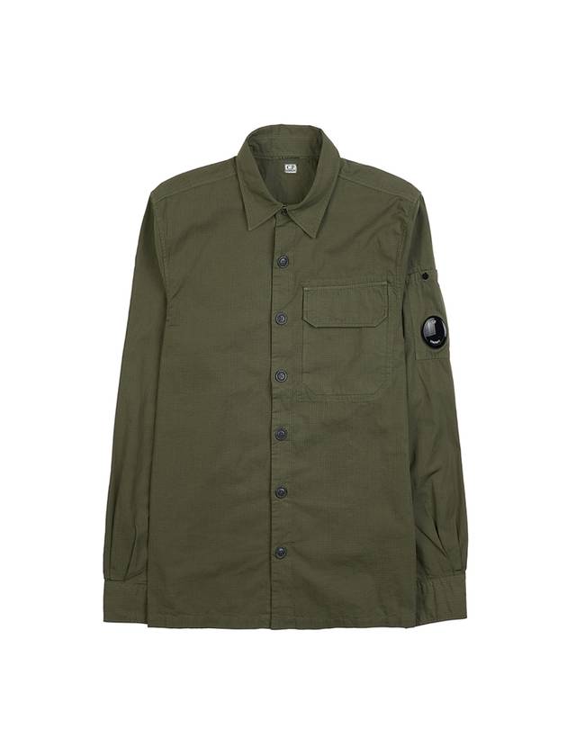 Lens Wappen Ripstop Shirt Zip Up Jacket Green - CP COMPANY - BALAAN 2