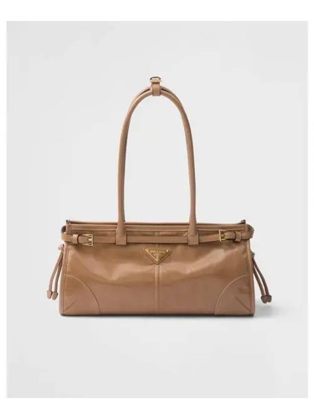 Medium Leather Tote Shoulder Bag Caramel - PRADA - BALAAN 2