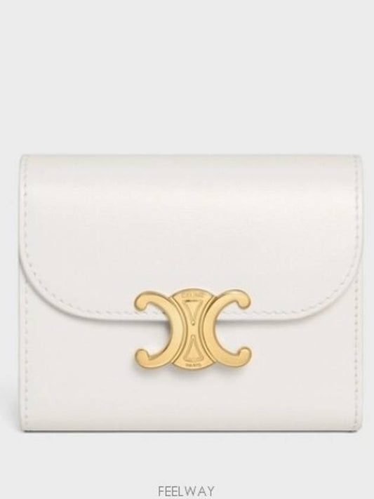 Shiny Triomphe Small Calfskin Half Wallet White - CELINE - BALAAN 2