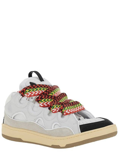 'Curb' Sneakers With Multicolor Laces In Leather White Unisex - LANVIN - BALAAN 2