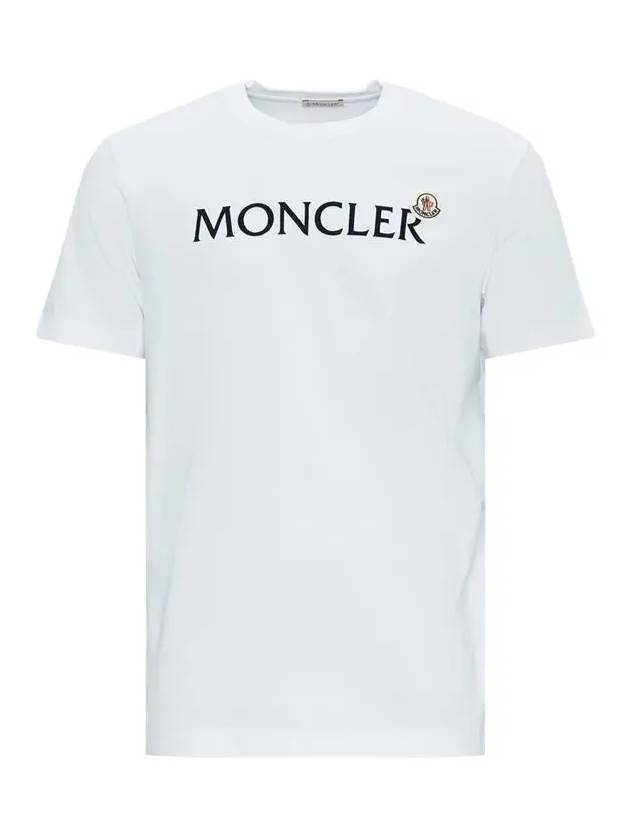 Flocked Logo Short Sleeve T-Shirt White - MONCLER - BALAAN 3