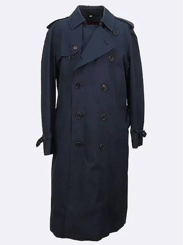 LONDON navy color cotton blend men s trench coat lining set size 50 - BURBERRY - BALAAN 1