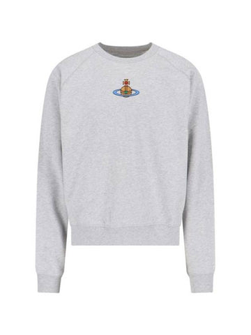 Embroidered Logo Cotton Sweatshirt Grey - VIVIENNE WESTWOOD - BALAAN 1