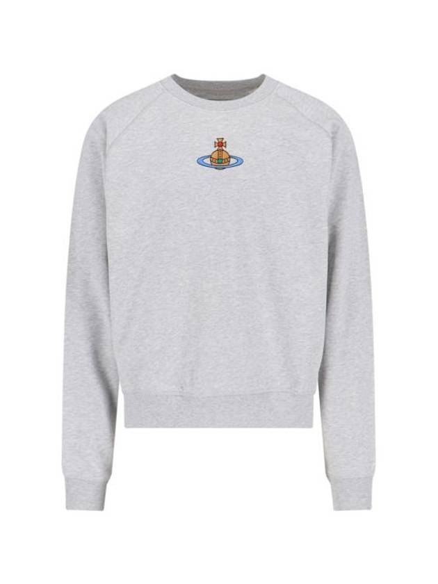 Embroidered Logo Cotton Sweatshirt Grey - VIVIENNE WESTWOOD - BALAAN 1