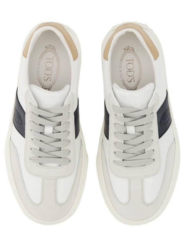 Leather Suede Low Top Sneakers White Black - TOD'S - BALAAN 13