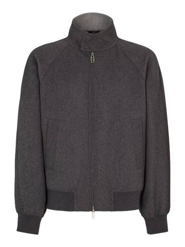 High Neck Cashmere Bomber Jacket Grey - FENDI - BALAAN 1