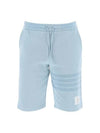 Men's Double Face 4 Bar Knit Sweatshorts Light Blue - THOM BROWNE - BALAAN 3