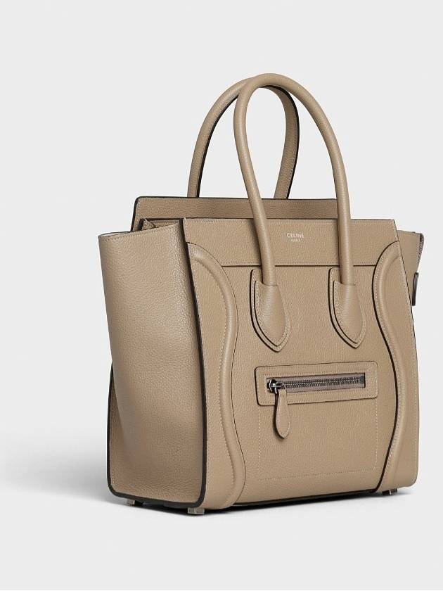 Drummed Calfskin Micro Luggage Tote Bag Dune - CELINE - BALAAN 3