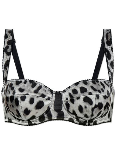 Dolce & Gabbana Silk Bra With Animal Print, Women's, Grey - DOLCE&GABBANA - BALAAN 1