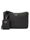 Triangle Logo Saffiano Leather Cross Bag Black - PRADA - BALAAN 1