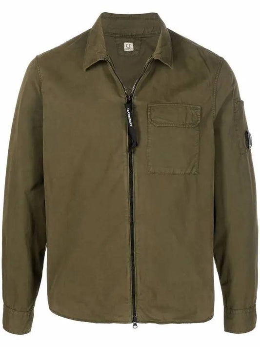 Men's Cavardine Waffen Zip-up Jacket Khaki - CP COMPANY - BALAAN.