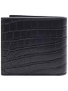 Crocodile Pattern Half Wallet Black - SAINT LAURENT - BALAAN 5