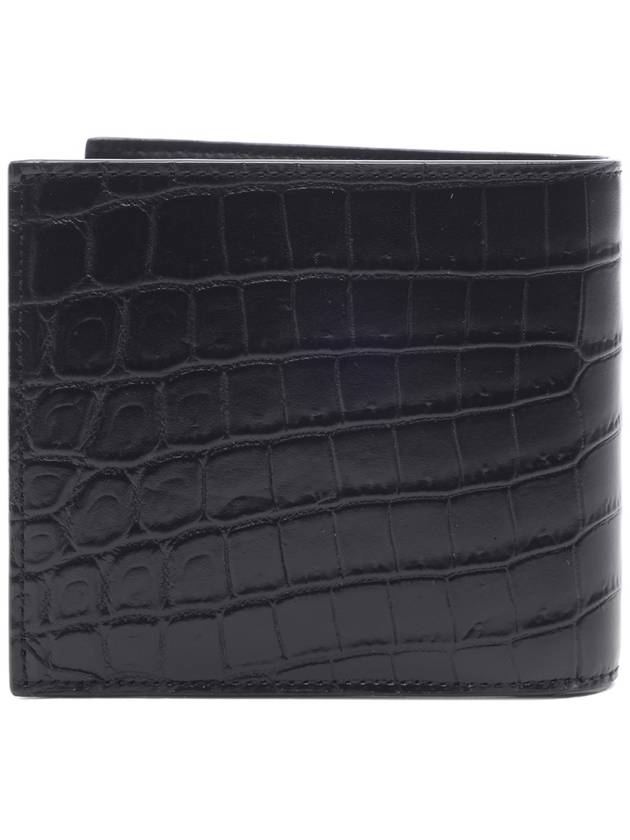 Crocodile Pattern Half Wallet Black - SAINT LAURENT - BALAAN 5