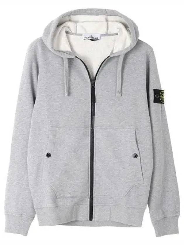 Wappen Patch Cotton Zip Up Hoodie Melange Grey - STONE ISLAND - BALAAN 2