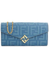 Diamond Continental FF Logo Chain Long Wallet Blue - FENDI - BALAAN 2