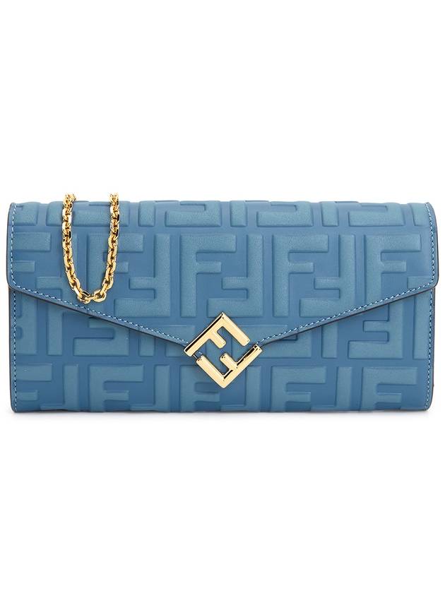 Diamond Continental FF Logo Chain Long Wallet Blue - FENDI - BALAAN 2