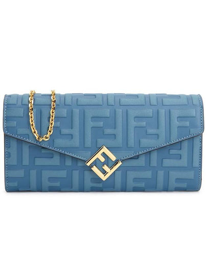 Diamond Continental FF Logo Chain Long Wallet Blue - FENDI - BALAAN 2