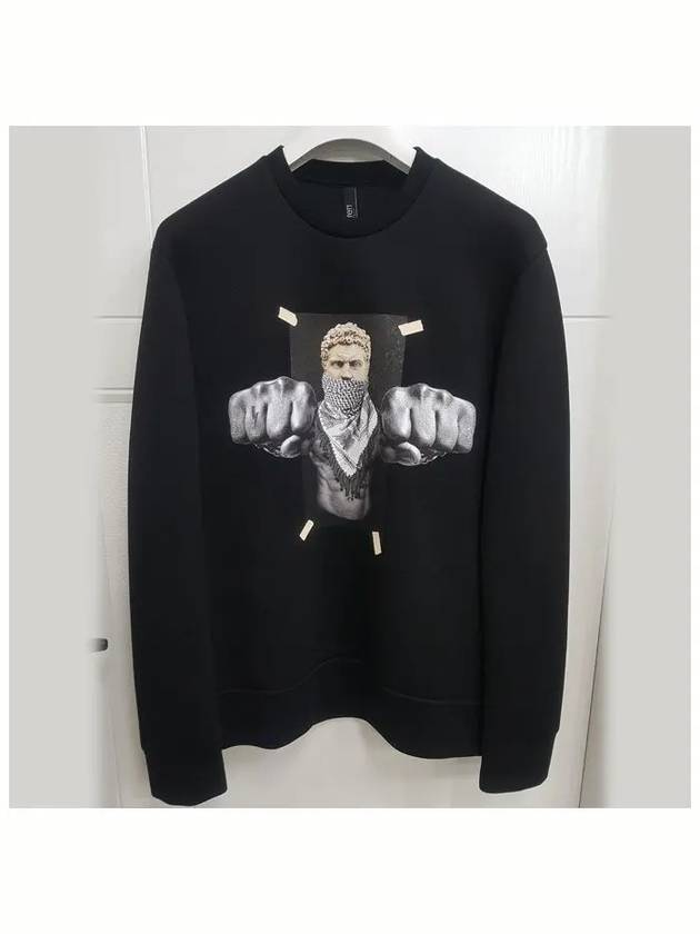 neoprene boxing print sweatshirt black - NEIL BARRETT - BALAAN 6