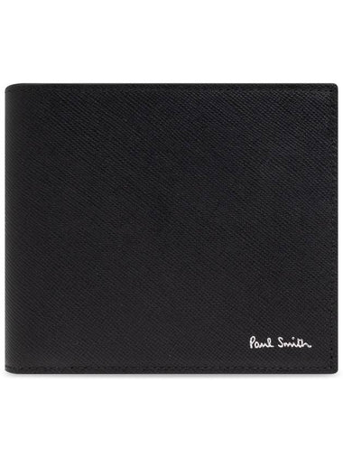 Paul Smith Leather Wallet With Printed Logo, Men's, Black - PAUL SMITH - BALAAN 1