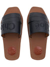 Woody Logo Leather Flat Slippers Black - CHLOE - BALAAN 7