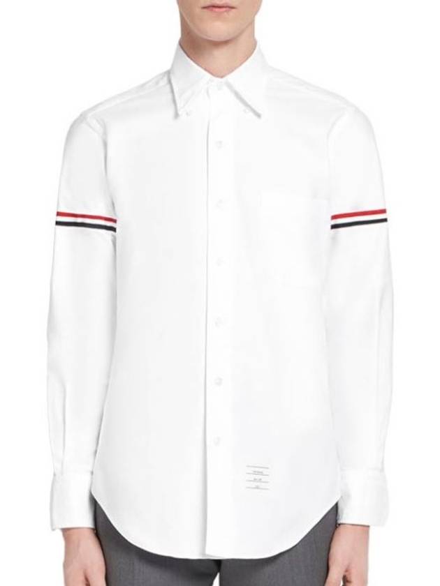 Oxford Striped Grosgrain Armband Classic Long Sleeve Shirt White - THOM BROWNE - BALAAN 7