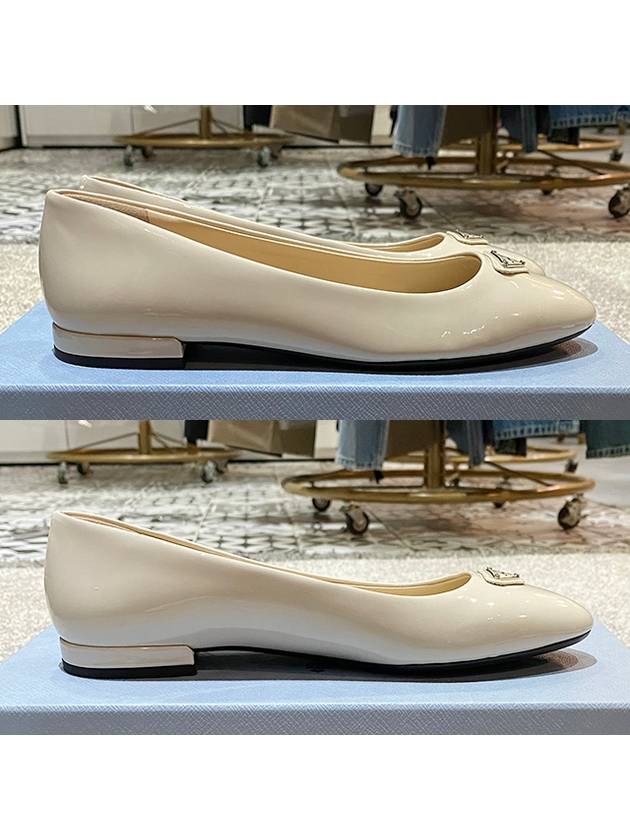 Patent Leather Ballerina Flats Ivory - PRADA - BALAAN 6