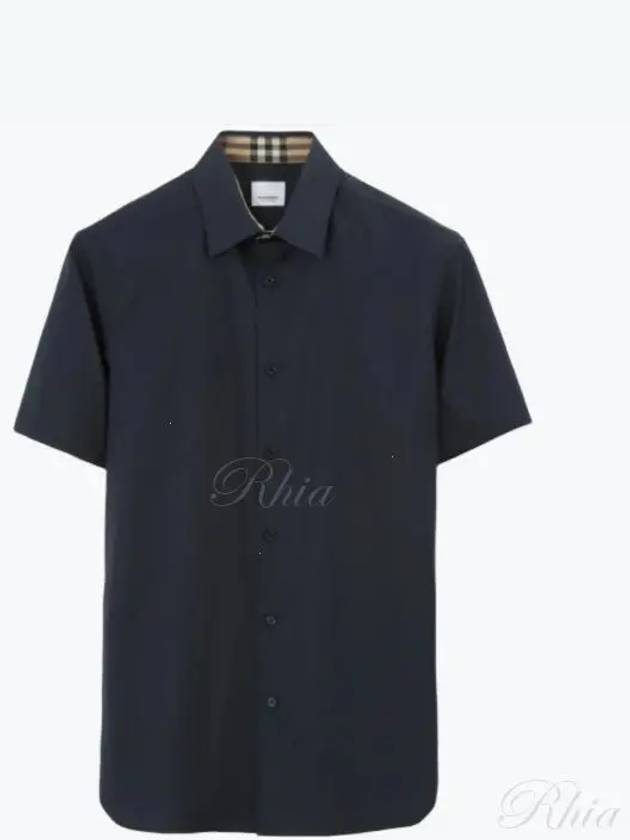 Embroidered Logo Long Sleeve Shirt Navy - BURBERRY - BALAAN 2