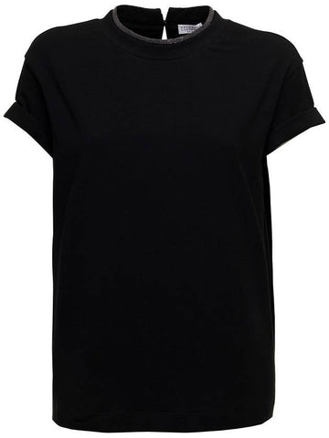 Monil Crew Neck Short Sleeve T-Shirt Black - BRUNELLO CUCINELLI - BALAAN 1