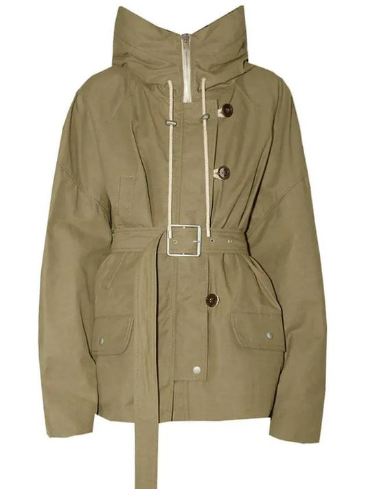 22FW Wax Belted Hooded Jacket Khaki Green A90473 AB6 - ACNE STUDIOS - BALAAN 2