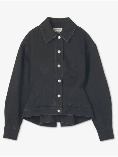 Button Up Peplum Denim Jacket Black - ALEXANDER MCQUEEN - BALAAN 2