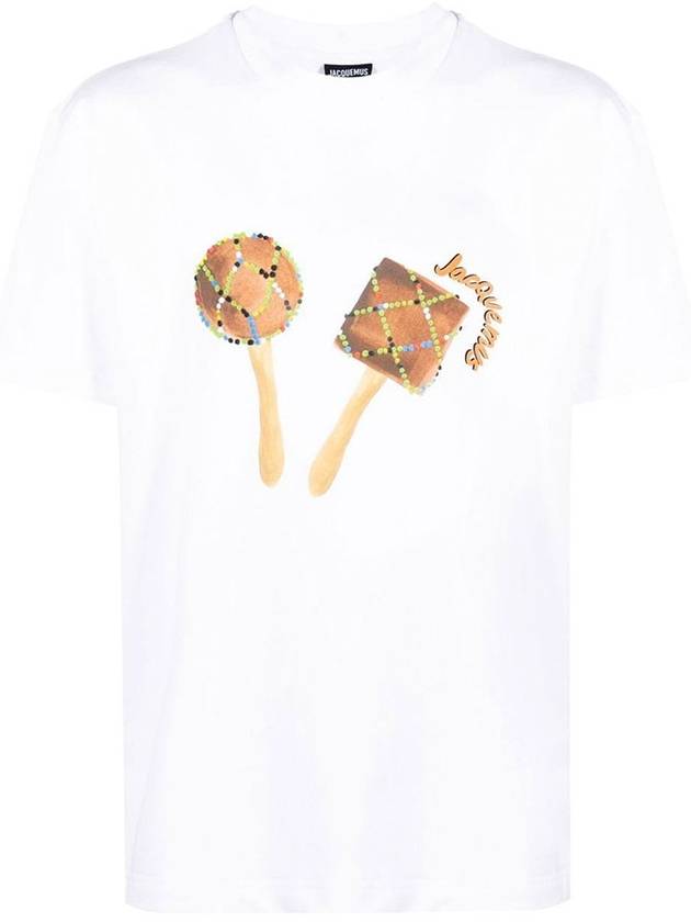 Maraca Logo Print Cotton Short Sleeve T-Shirt White - JACQUEMUS - BALAAN 2