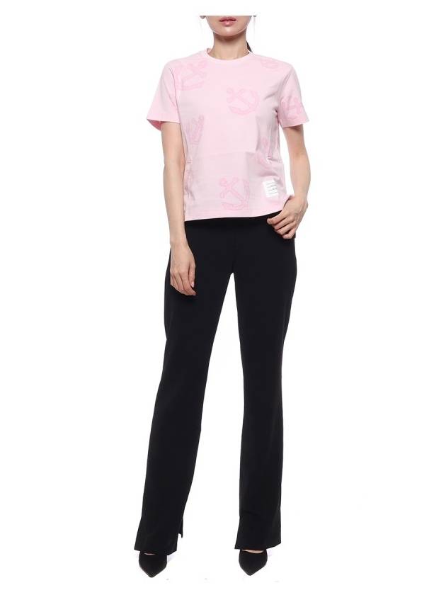 Women's Anchor Logo Round Short Sleeve T-Shirt Pink - THOM BROWNE - BALAAN 4