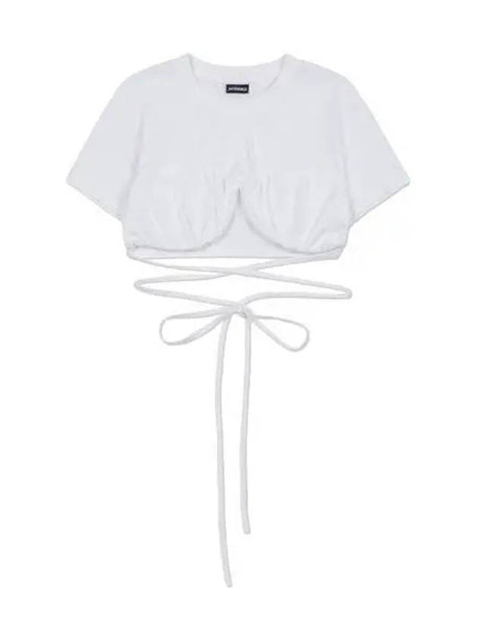 Le Baci Gathered Bra Short Sleeve T-Shirt White - JACQUEMUS - BALAAN 2