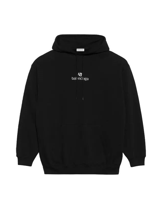 Women's Sponsor Logo Embroidered Hoodie Black - BALENCIAGA - BALAAN.