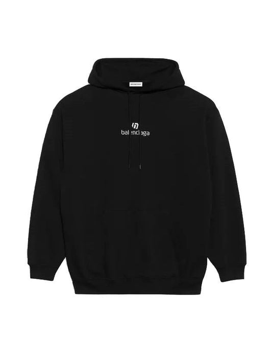 Women's Sponsor Logo Embroidered Hoodie Black - BALENCIAGA - BALAAN.