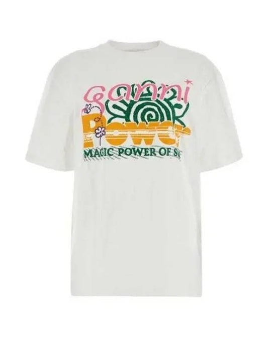 Relaxed Power of Sun Cotton Short Sleeve T-Shirt White B0481010388 - GANNI - BALAAN 2