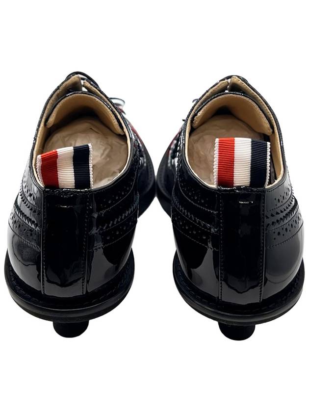 Soft Patent Leather Micro Sole 3-Bow 50mm Curved Longwing Brogue Pumps Black - THOM BROWNE - BALAAN 6