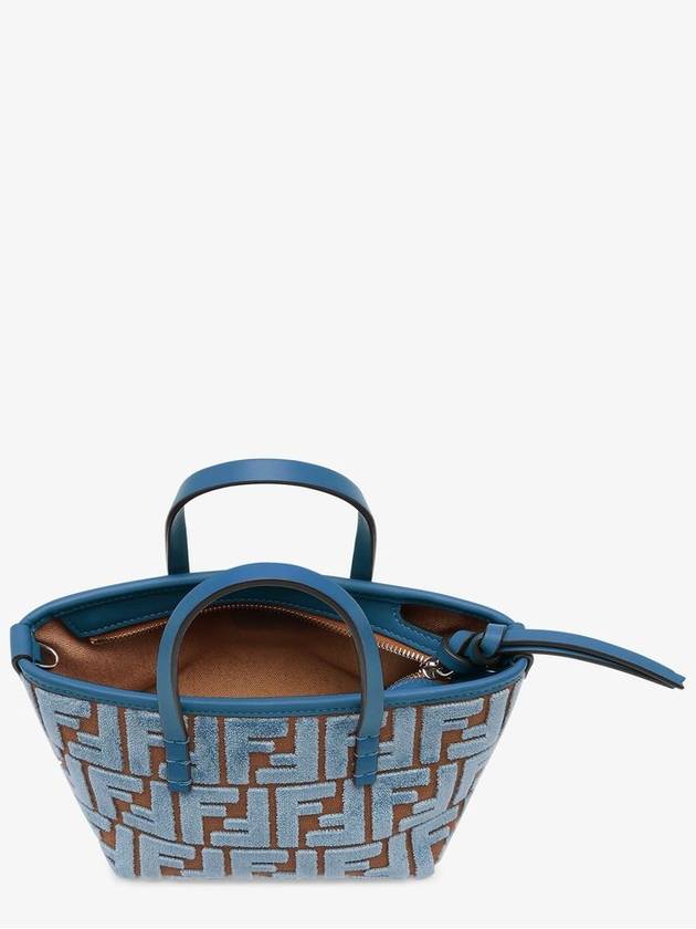 Roll FF Jacquard Velvet Tote Bag Light Blue - FENDI - BALAAN 6