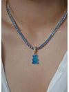 22FW Bear Cubic Pendant Blue NOSTALGIABEAR PAVE AZURE - CRYSTAL HAZE - BALAAN 4