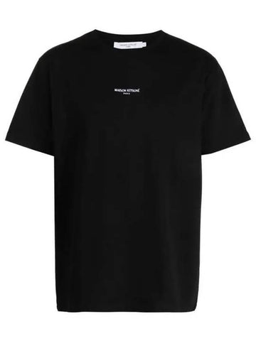 Embroidery Relaxed Melange Short Sleeve T-shirt Black - MAISON KITSUNE - BALAAN 1
