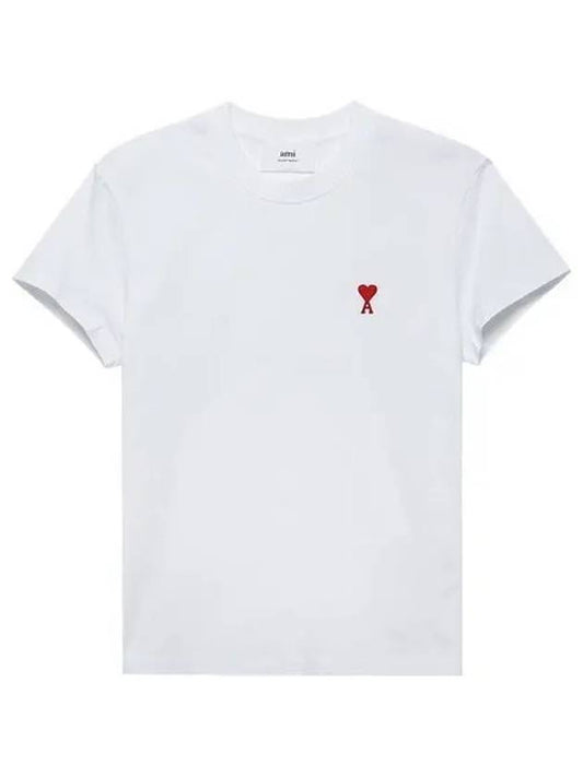 Small Heart Logo Short Sleeve T-Shirt White - AMI - BALAAN 2