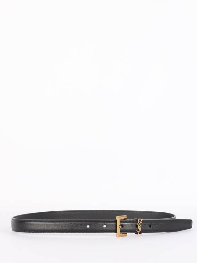 Monogram Square Leather Belt Black - SAINT LAURENT - BALAAN 2