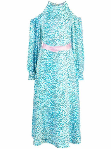 cut-off detail belted maxi dress blue - STELLA MCCARTNEY - BALAAN 1